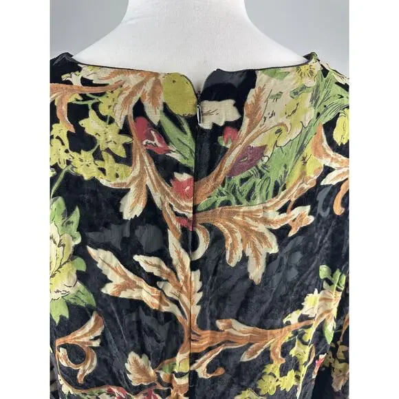 ABS Collection Crushed Velvet Floral Dress Long Sleeve Ruffle Black Plus Size 22 - Picture 7 of 15